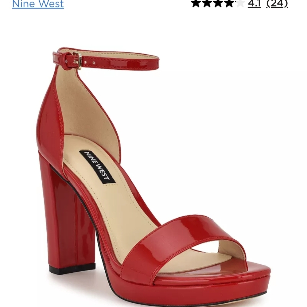 Nine West Elope Red Patent Platform Strappy High Heel Sandals